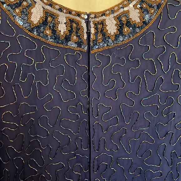 Laurence Kazar beaded silk dress Vintage Small - Picture 10 of 16